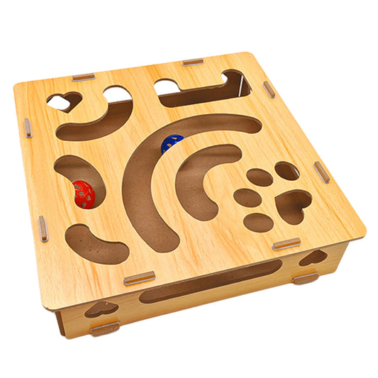 Cat Nail File Enrichment Box With Ball Pet Nail Scratch Board With Treats Box for Indoor Cats Self-Entertaining Cats Toy