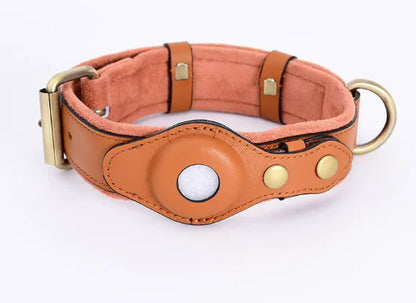 First Layer Leather Dog Collar with Location Tracker