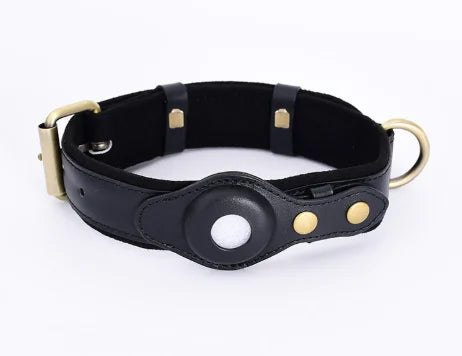 First Layer Leather Dog Collar with Location Tracker
