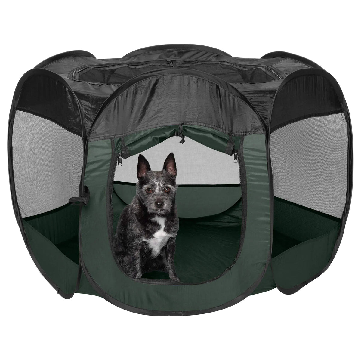 Furhaven Portable Dog Playpen Cat Tent Pet playground/kennel foldable indoor outdoor zippered puppy crate - Hunter Green Small