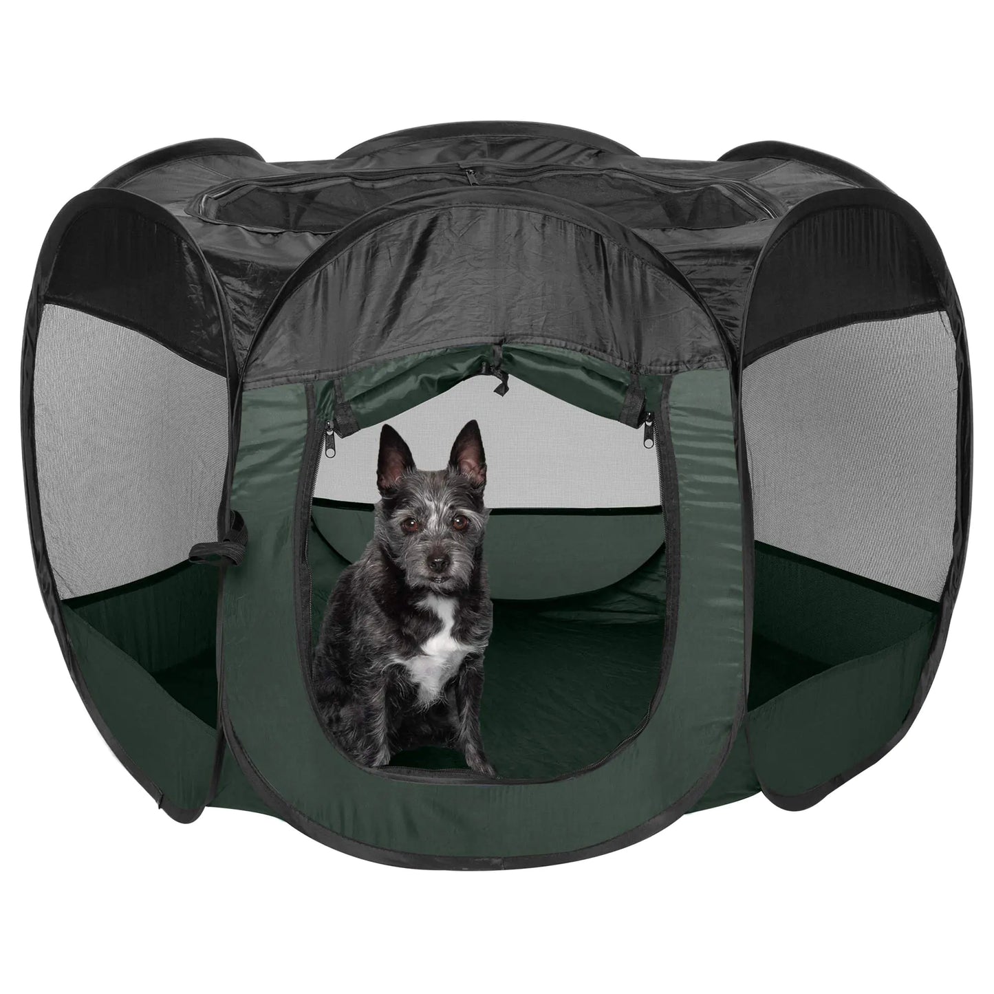 Furhaven Portable Dog Playpen Cat Tent Pet playground/kennel foldable indoor outdoor zippered puppy crate - Hunter Green Small