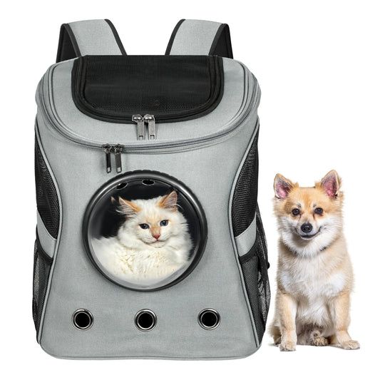 Neatki Cat Backpack Cat Backpack Carrier Pet Carrier Backpack for Cats and Dogs up to 28-35 lbs with Strong Straps Safety Zippers Breathable Mesh and Comfortable Design for Hiking Travel (Grey)