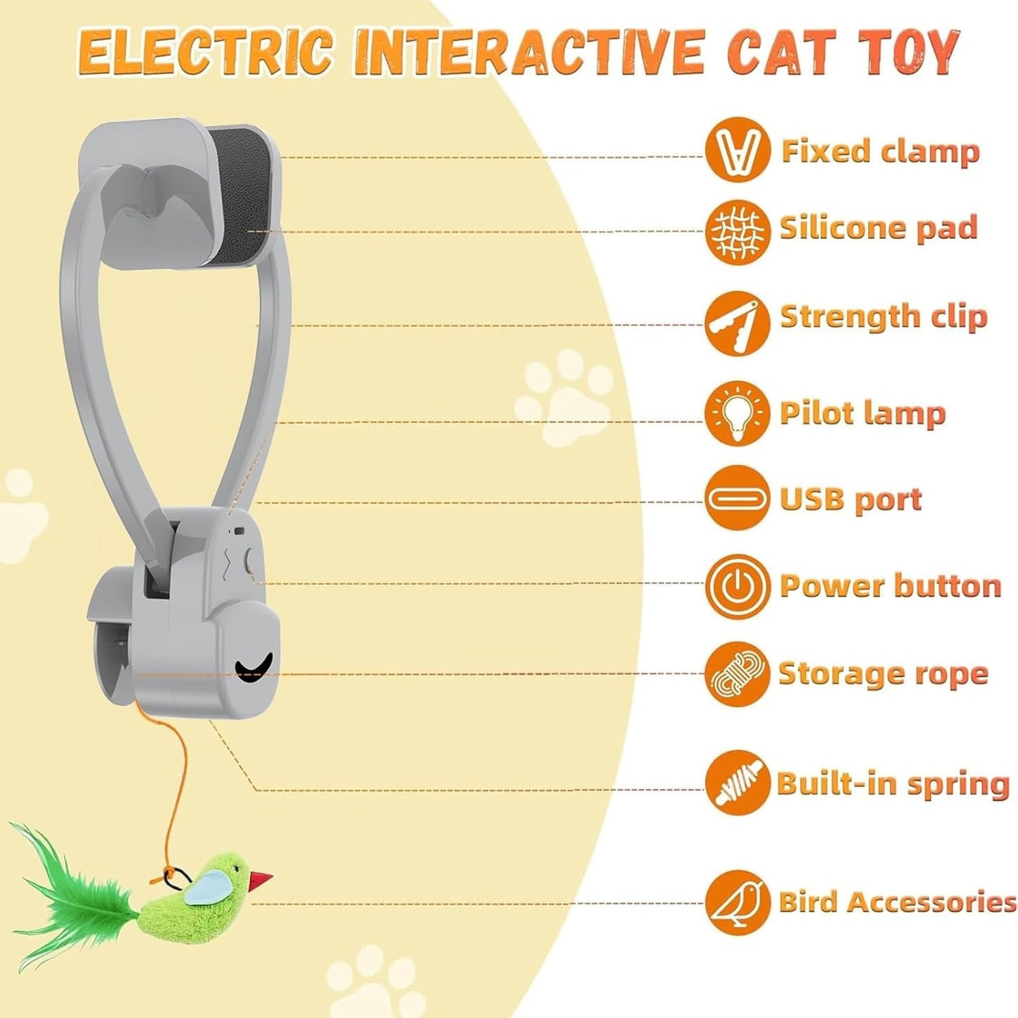 Interactive Cat Toys for Indoor Cats Automatic Electric Flying Bird Feather Mouse Toy - Best Kitten & Adult Cat Enrichment Mouse Cat Toy Hanging Electric Kitty Toys for Bored Cats