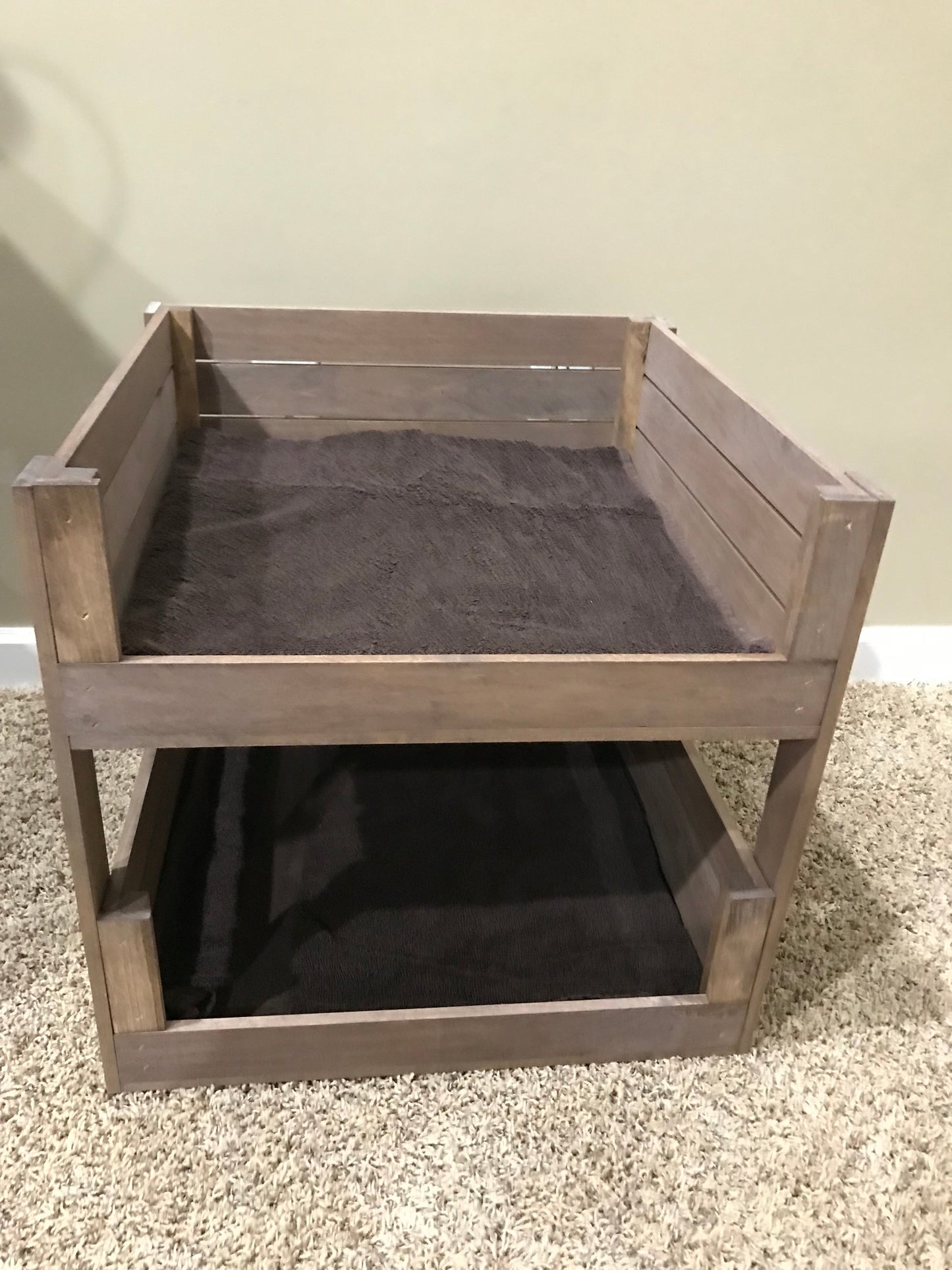 Medium Brown Wooden Pet Bunk Bed – Rustic 2-Tier Dog & Cat Bed Furniture