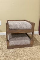 Medium Brown Wooden Pet Bunk Bed – Rustic 2-Tier Dog & Cat Bed Furniture
